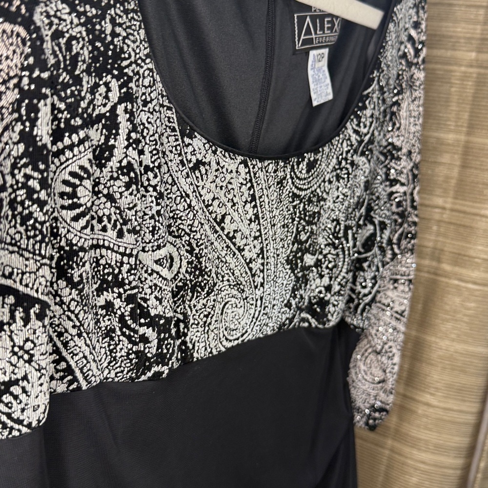 Sparkling Alex Evenings Black Long Sleeve Dress - Picture 4 of 5